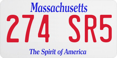 MA license plate 274SR5