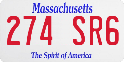 MA license plate 274SR6