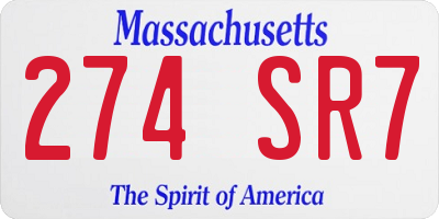 MA license plate 274SR7