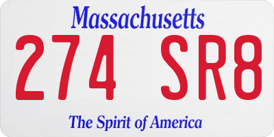 MA license plate 274SR8