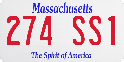 MA license plate 274SS1