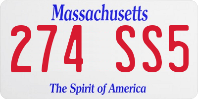 MA license plate 274SS5