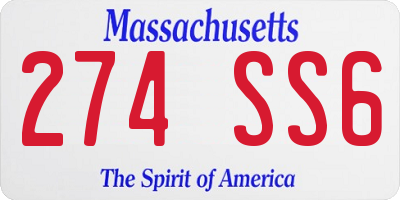 MA license plate 274SS6