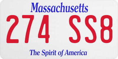 MA license plate 274SS8