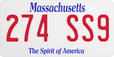MA license plate 274SS9