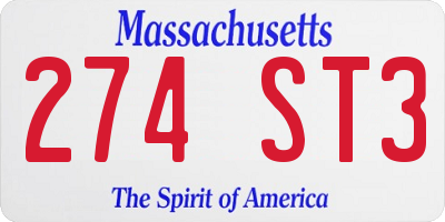 MA license plate 274ST3