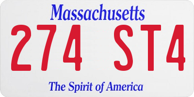 MA license plate 274ST4