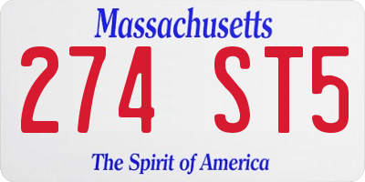 MA license plate 274ST5