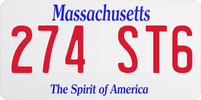 MA license plate 274ST6