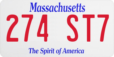MA license plate 274ST7