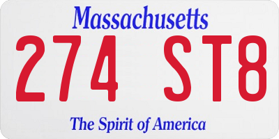 MA license plate 274ST8