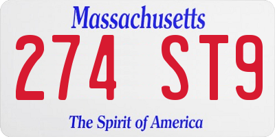 MA license plate 274ST9