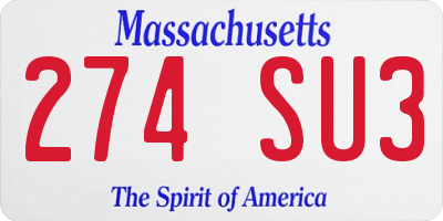 MA license plate 274SU3