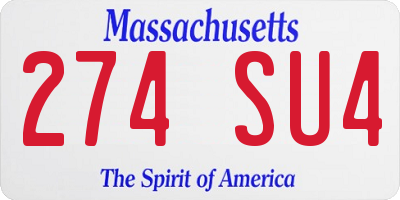 MA license plate 274SU4