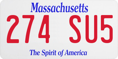 MA license plate 274SU5
