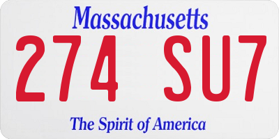 MA license plate 274SU7