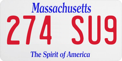 MA license plate 274SU9