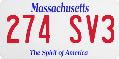 MA license plate 274SV3