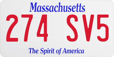 MA license plate 274SV5