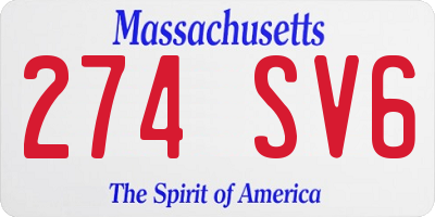 MA license plate 274SV6