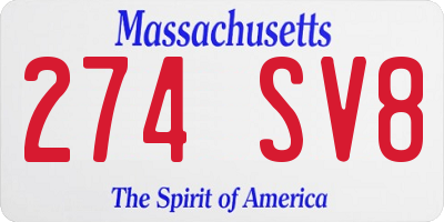 MA license plate 274SV8