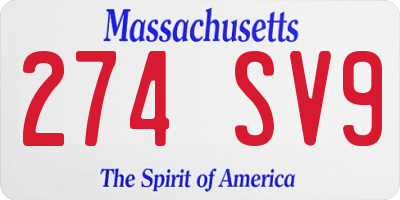 MA license plate 274SV9
