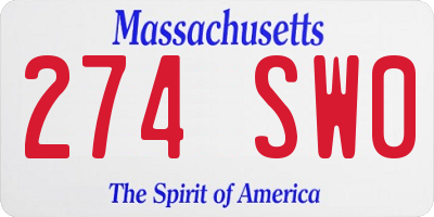 MA license plate 274SW0