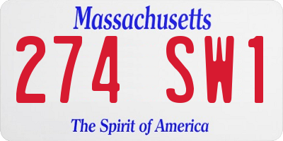 MA license plate 274SW1