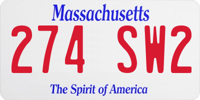 MA license plate 274SW2