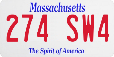 MA license plate 274SW4