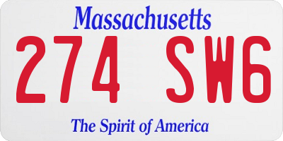 MA license plate 274SW6