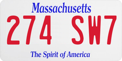 MA license plate 274SW7