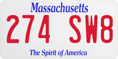 MA license plate 274SW8