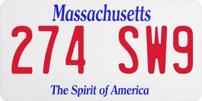 MA license plate 274SW9