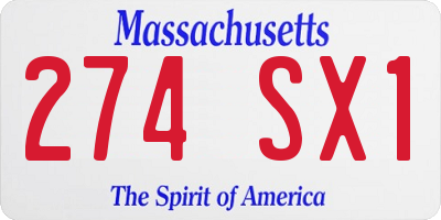 MA license plate 274SX1