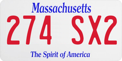 MA license plate 274SX2