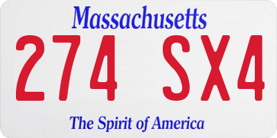 MA license plate 274SX4