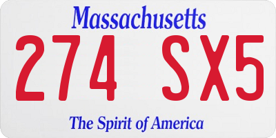 MA license plate 274SX5