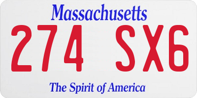 MA license plate 274SX6