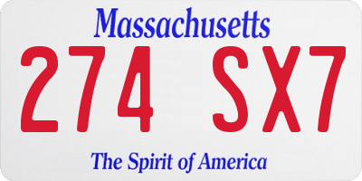 MA license plate 274SX7