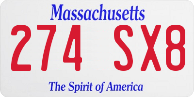 MA license plate 274SX8