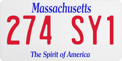 MA license plate 274SY1