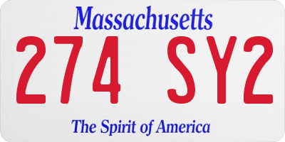 MA license plate 274SY2