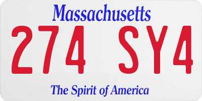 MA license plate 274SY4