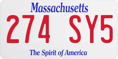 MA license plate 274SY5
