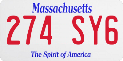 MA license plate 274SY6