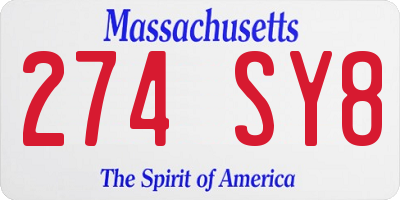MA license plate 274SY8