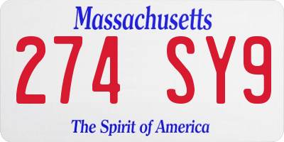 MA license plate 274SY9