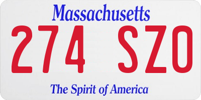 MA license plate 274SZ0