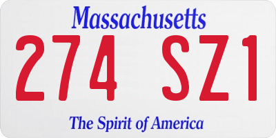 MA license plate 274SZ1